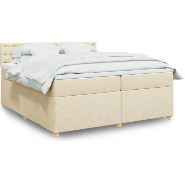 vidaXL Boxspring met matras stof crèmekleurig 200x200 cm