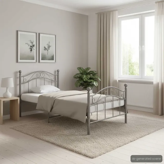 vidaXL Bedframe metaal grijs 100x200 cm