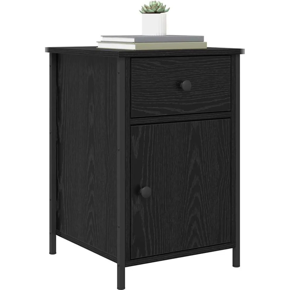 vidaXL Nachtkastje 2 st Zwart Eiken 40 x 42 x 60 cm Bewerkt hout