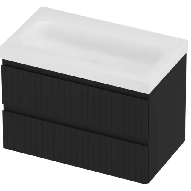 Proline Haga Badmeubelset Polystone Mezza Gefreesd 80x46x58 cm Mat White Mat Zwart
