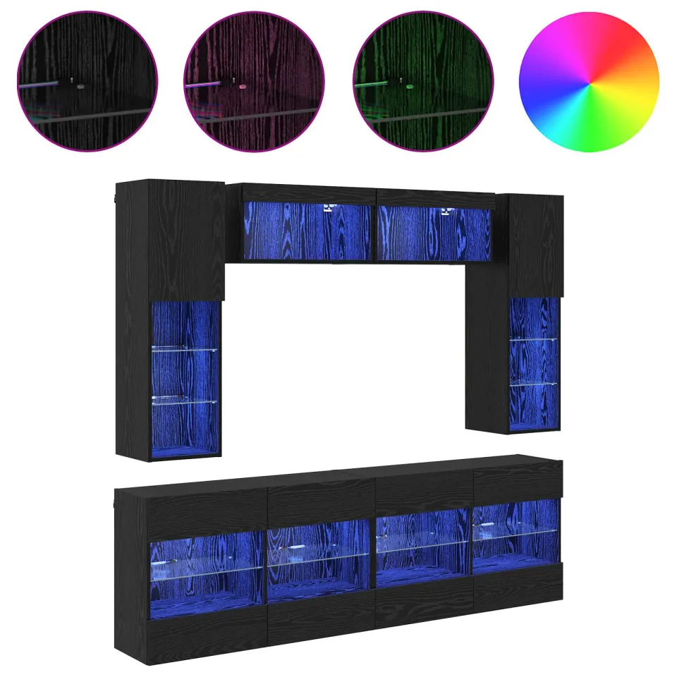 vidaXL TV-wandkastenset 6 st 197 x 30 x 60,5 cm Zwarte Eik, foto 4