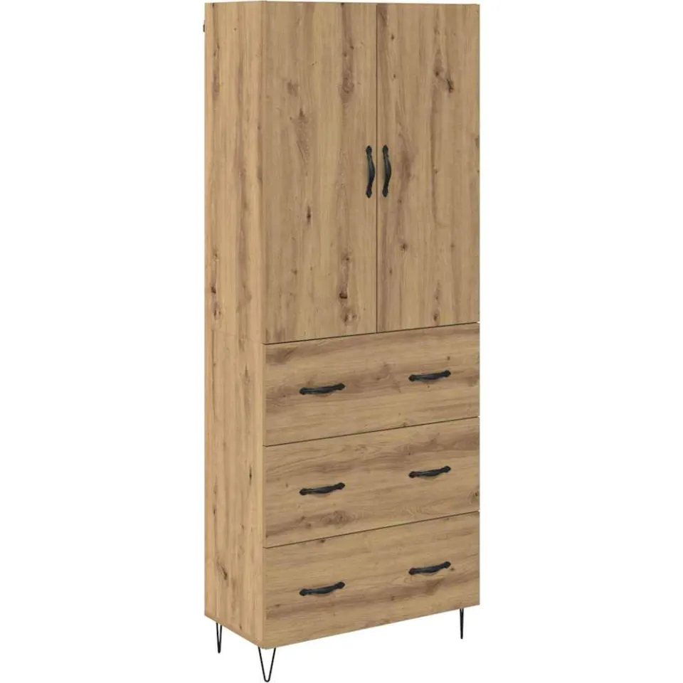 vidaXL Hoge kast 2 st Artisan Eiken 69,5 x 34 x 180 cm Bewerkt hout, foto 3