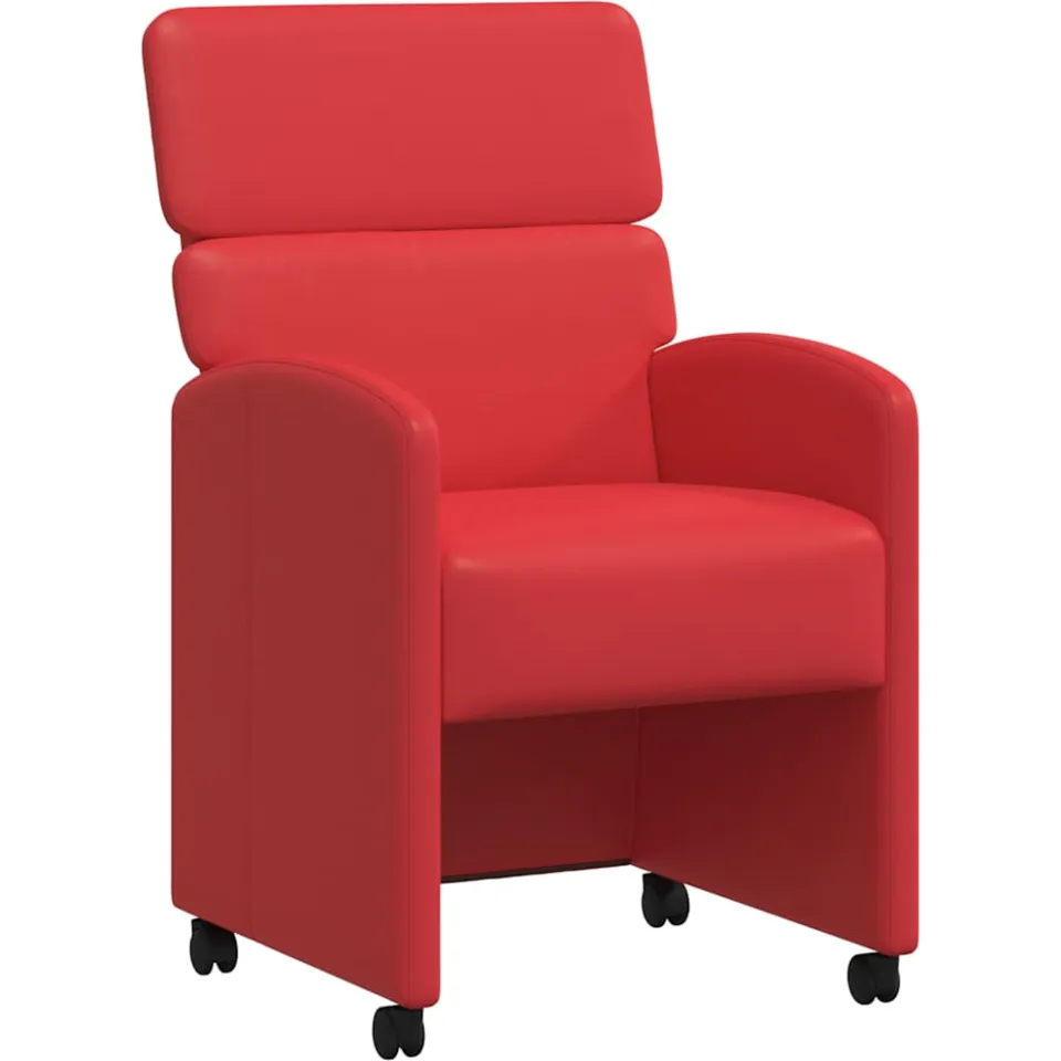 vidaXL Eetkamerstoelen met Wieltjes 2 st Kunstleer Rood