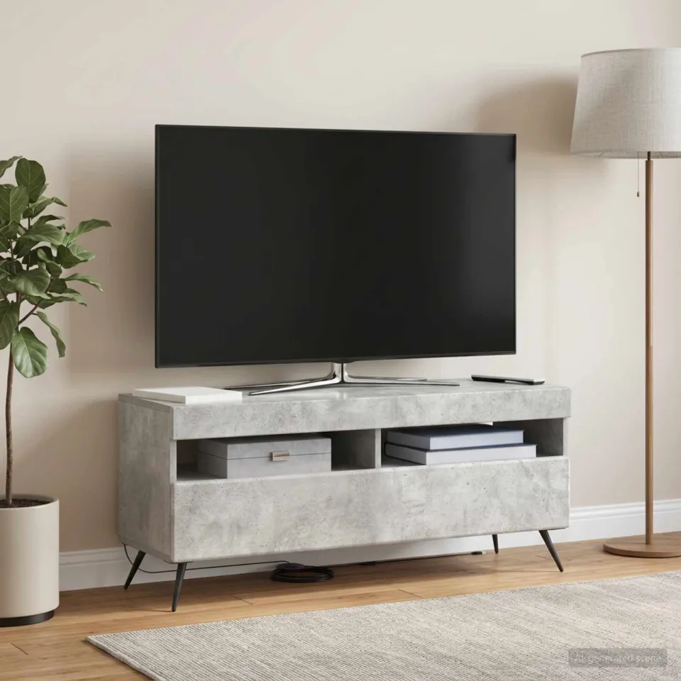 vidaXL LED tv-meubel Betongrijs Bewerkt hout grijs, foto 4