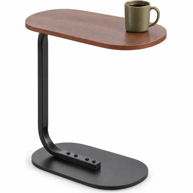 Levano Bijzettafel Bruin - Sidetable Hout - Bijzettafeltjes Woonkamer - Banktafel Zwart - Koffietafel - Bijzet Tafeltje - Tafeltje voor bij de Bank - Salontafel Klein Hout - Laptoptafel Bank - Bijzet Tafel Slaapkamer - Sidetable Industrieel Bruin;Zwart