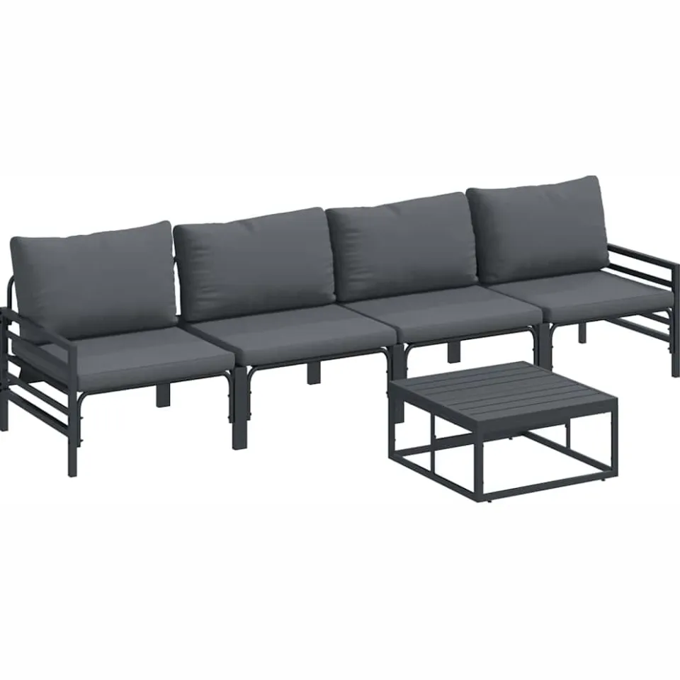 vidaXL Tuinbankenset 5 st Zwart Staal