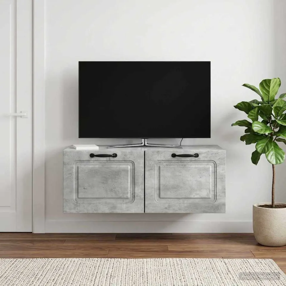 vidaXL Wandbeugel TV-kast Betongrijs 78,5 x 41 x 30 cm Bewerkt hout grijs, foto 4