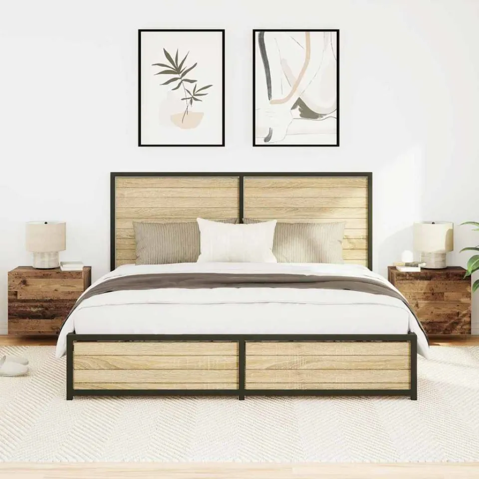 vidaXL Nachtkastje 2 st Oudhout 50 x 39 x 41 cm Bewerkt hout bruin, foto 4