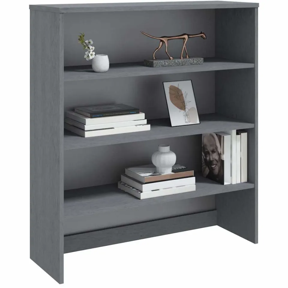 vidaXL Opzetkast HAMAR 90x30x100 cm massief grenenhout donkergrijs