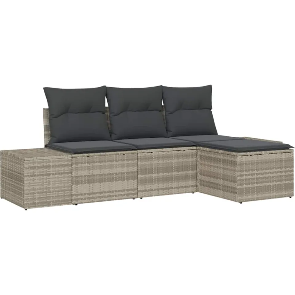 vidaXL Tuin Sofa Set 4 st Lichtgrijs poly rattan