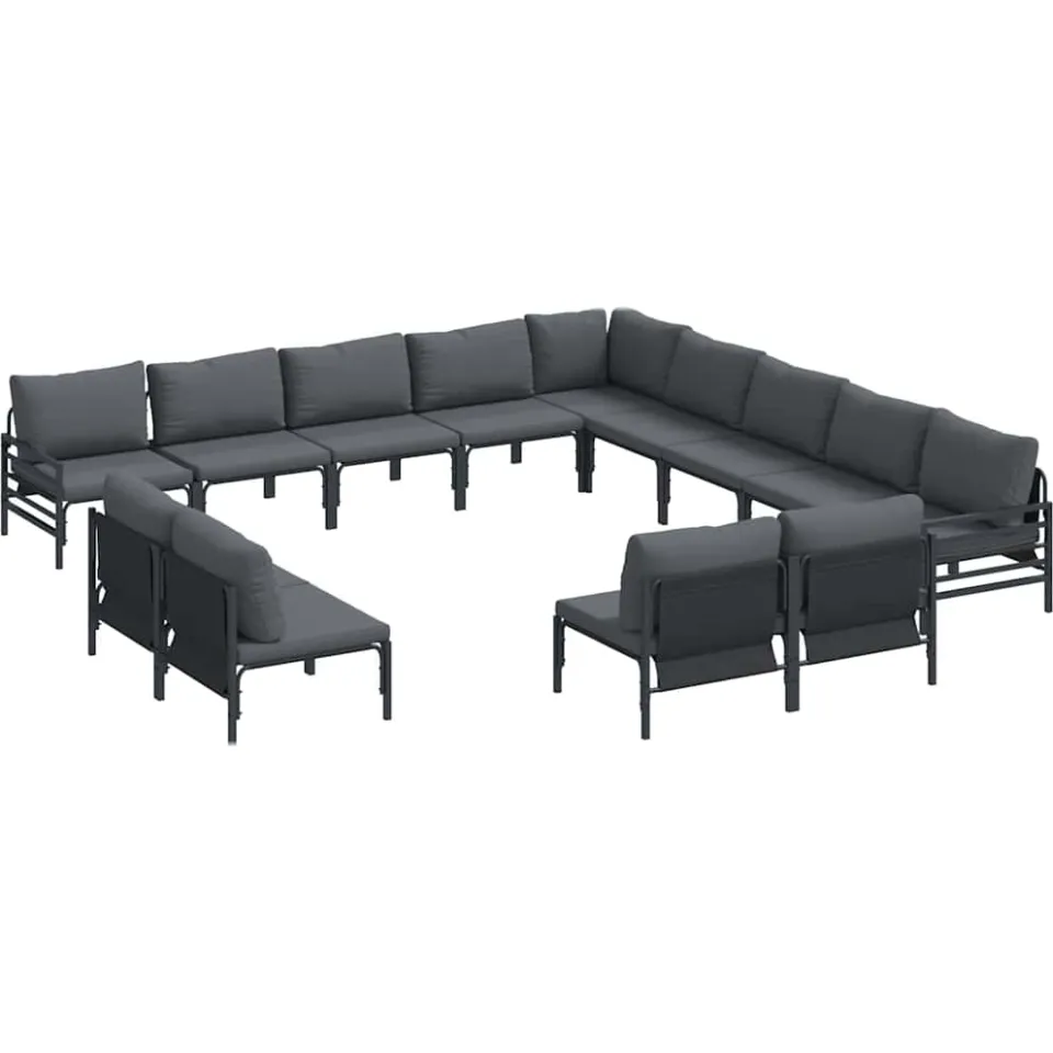 vidaXL Tuinbankenset 13 st Zwart Staal Anthraciet