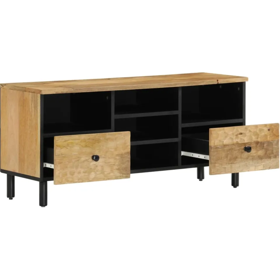 vidaXL Tv-meubel 100x33x46 cm massief mangohout bruin, foto 2