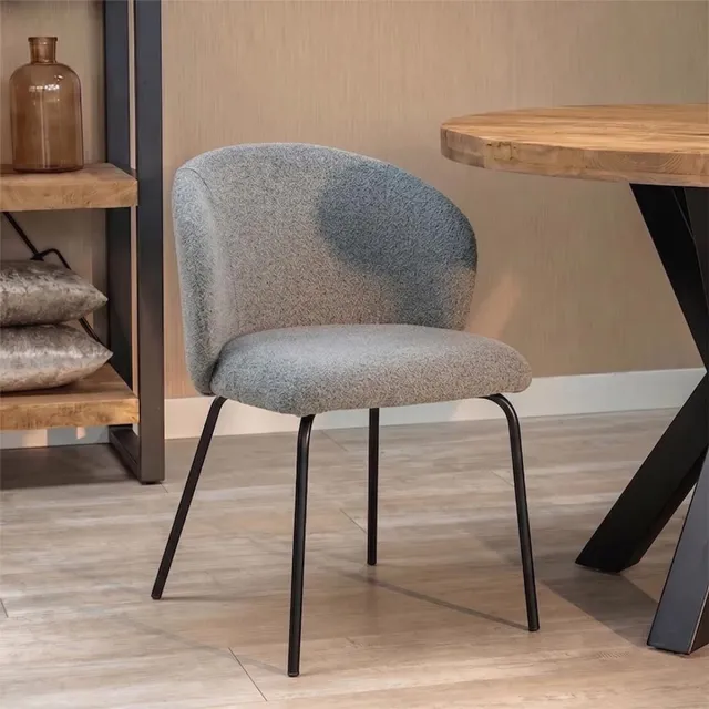 Mahom Eetkamerstoel Tulle Donkergrijs met zwart onderstel Mahom Bruin