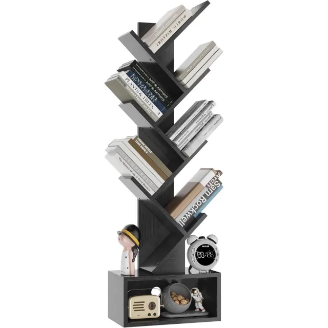 S-S Boom Boekenplank - 6-Laags Boekenkast Met Kubusvakken - Moderne Houten Opbergkast Voor Boeken, Tijdschriften En Decoratie - Vrijstaande Boekentoren Voor Woonkamer, Kantoor En Studeerkamer - Zwart