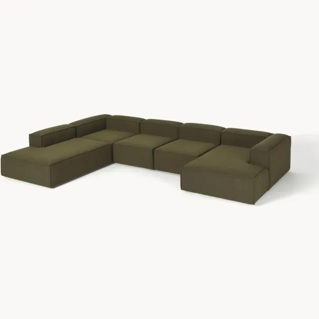 Westwing Collection XL modulaire bank Lennon uit bouclé Groen