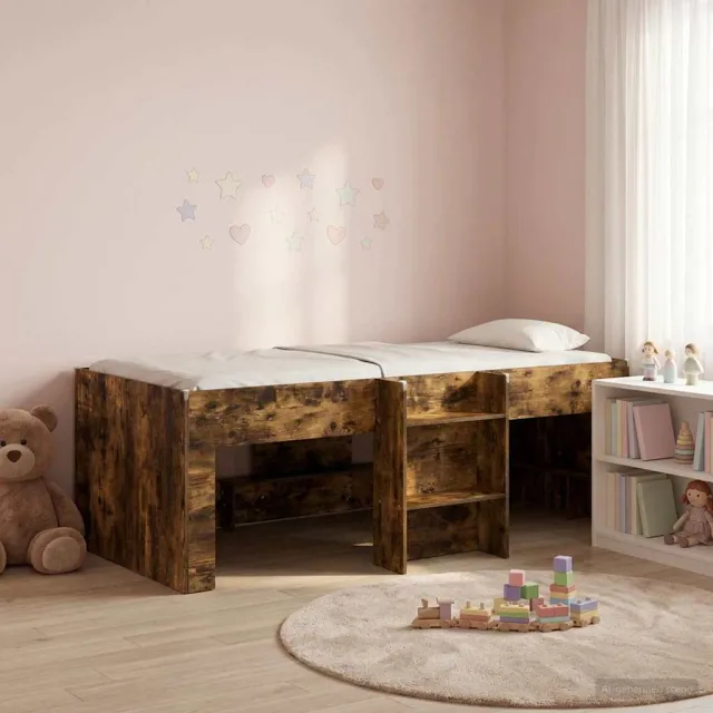 vidaXL Kinder Hoogslaper Gerookt eiken 90 x 200 cm Bewerkt hout Bruin