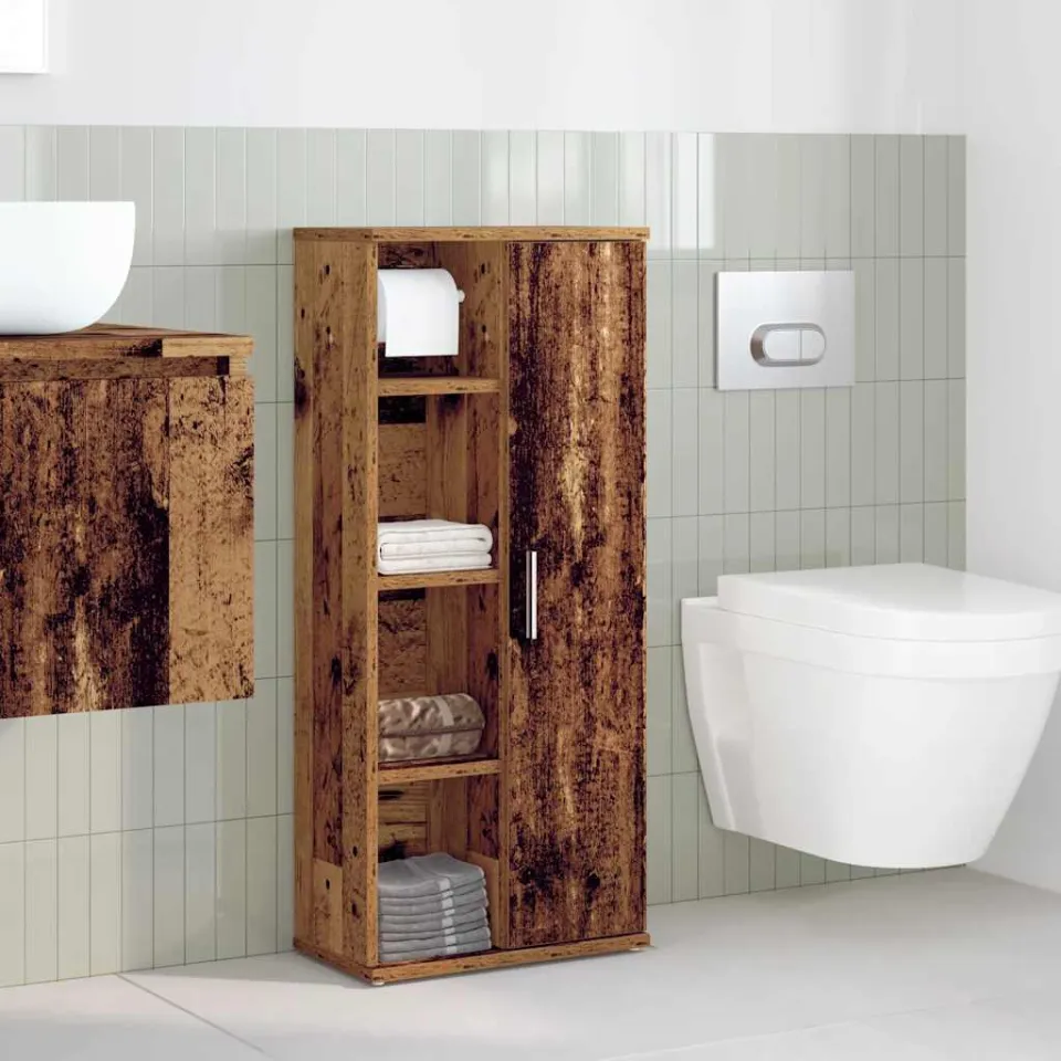 vidaXL Badkamerkast met rolhouder 39x22x90 cm oud houtkleurig bruin, foto 2