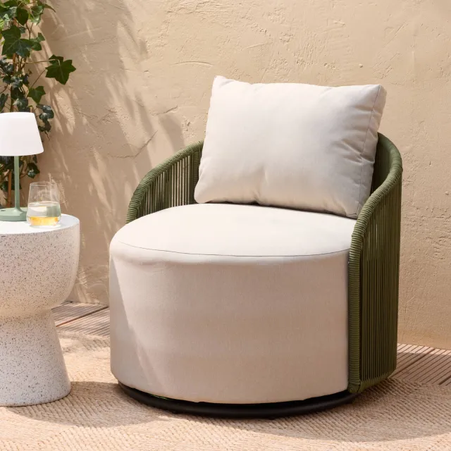 NOUS Garden draai fauteuil Valdi beige/ groen