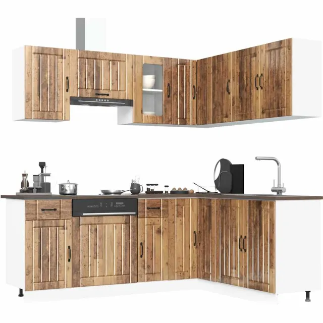 vidaXL 11-delige Keukenkastenset Lucca bewerkt hout oud houtkleurig bruin