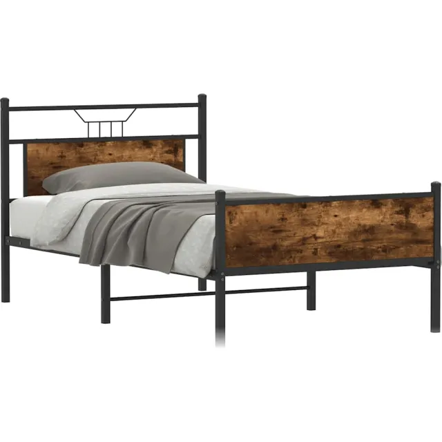 vidaXL Bedframe zonder matras spaanplaat gerookt eikenkleurig Bruin