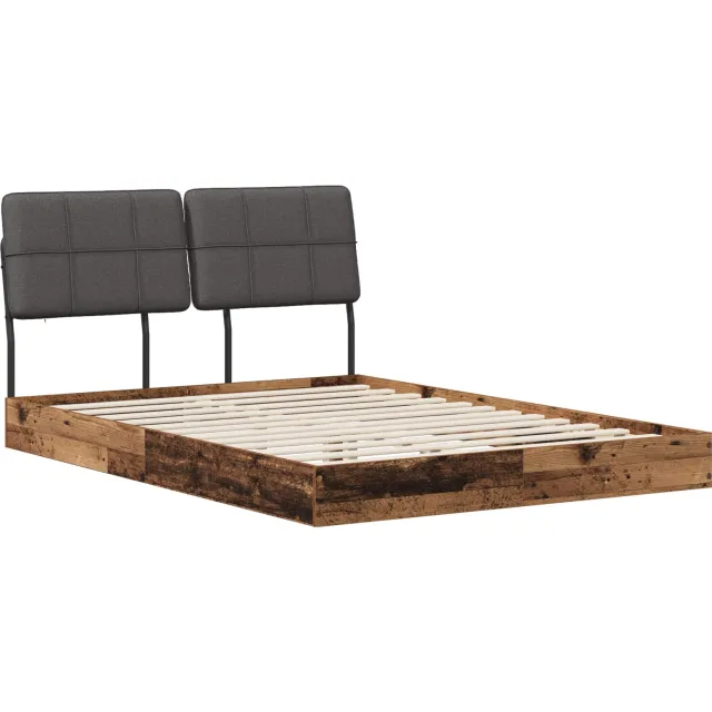 vidaXL Tweepersoonsbed met hoofdbord Oud hout en donkergrijs