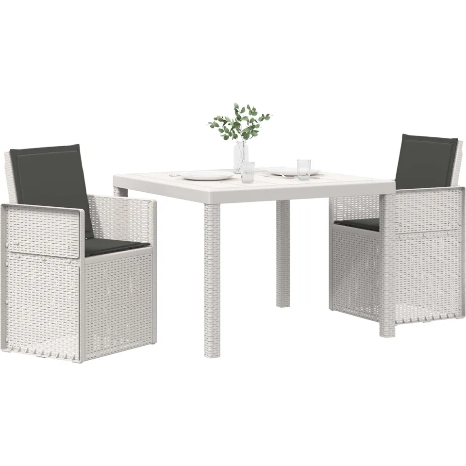 vidaXL Tuin eettafelset 3 st Wit en antracietkleurig PP
