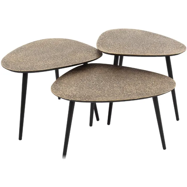 Nest of Nora Salontafel set van 3 Aiko - Driehoekig metallic - Antiek brons industrieel Bruin