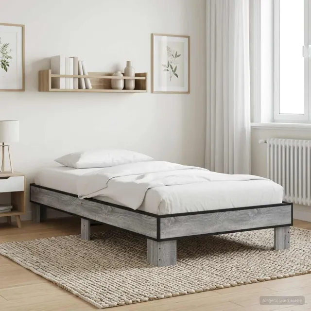 vidaXL Bedframe Grijs Sonoma 80 x 200 cm Bewerkt hout