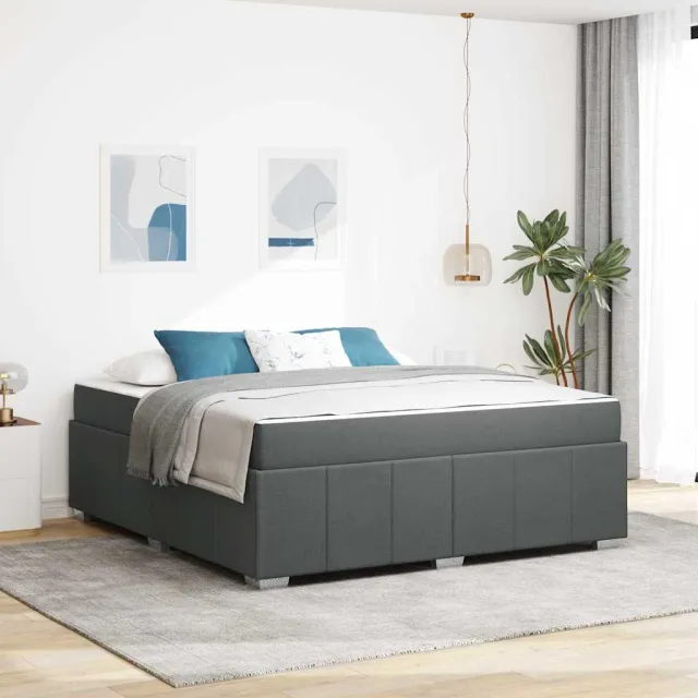 vidaXL Bedframe met matras Donkergrijs 180 x 200 cm Stof
