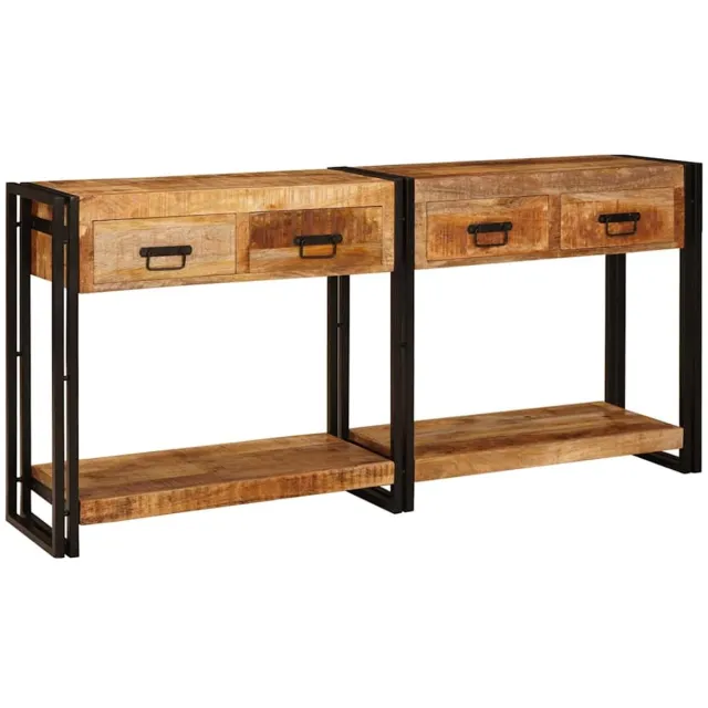 vidaXL Wandtafels - 2 - st - Bruin - 161 - x - 33 - x - 75 - cm - Massief - Mango - Hout
