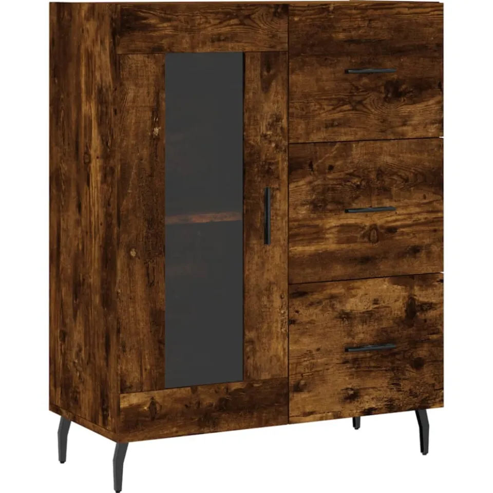 vidaXL Dressoir 69,5x34x90 cm bewerkt hout gerookt eikenkleurig, foto 3