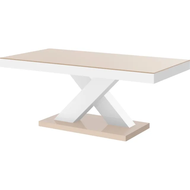 Hubertus Meble Salontafel Xenon mini 120 cm breed - Hoogglans cappuccino met wit Wit,Hoogglans wit,Cappuccino,Hoogglans cappuccino