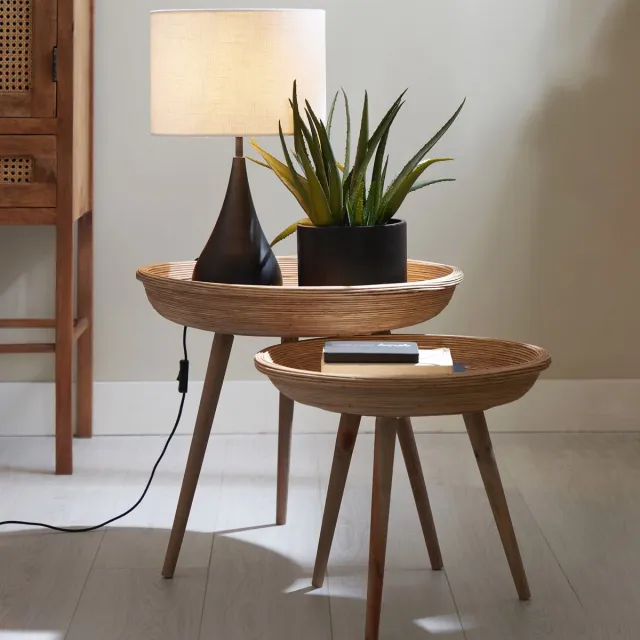 Light & Living Bijzettafel Colon - Rotan - Ø46+Ø56cm - Landelijk Bruin