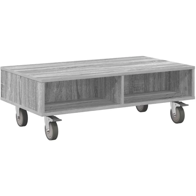 vidaXL Bijzettafel - met - wielen - Grijs - Sonoma - 90 - x - 50 - x - 30 - cm Grijs sonoma