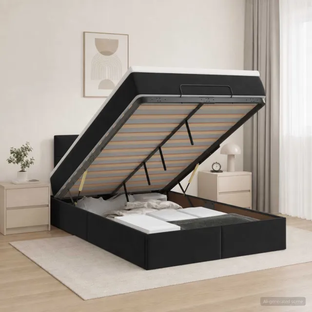 vidaXL Ottoman bed met matras Zwart 120 x 200 cm Fluweel