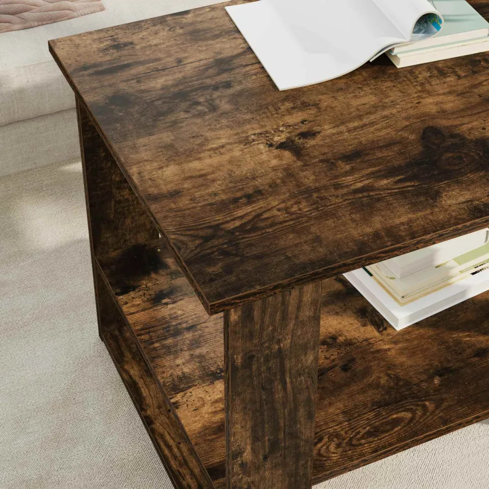 vidaXL Salontafel Gerookt eiken 72 x 50 x 50 cm Bewerkt hout, foto 4