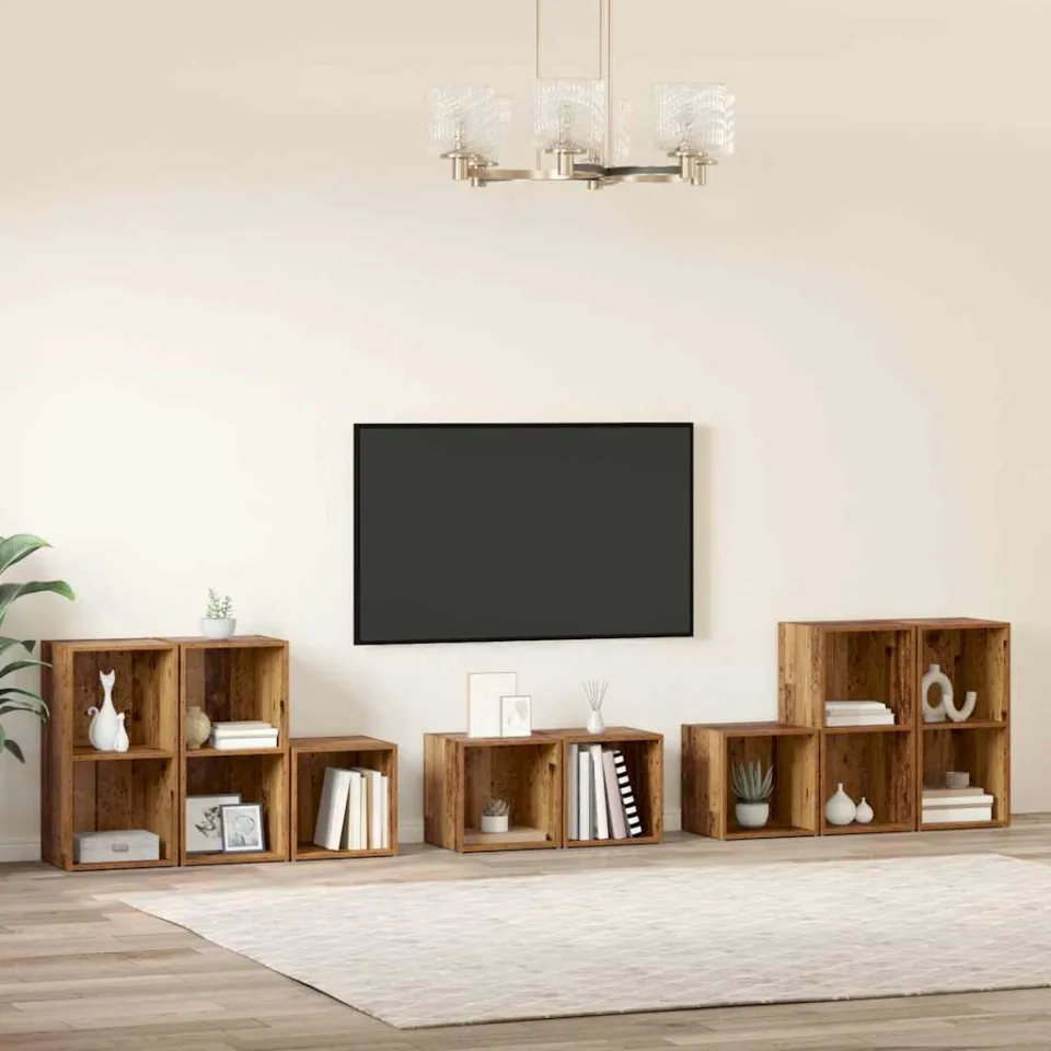 vidaXL TV-kast set 8 st 37 x 35 x 72 cm Oud Hout bruin, foto 4