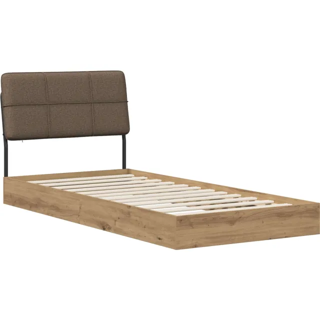 vidaXL Eenpersoonsbed met hoofdbord Artisan eiken en taupe