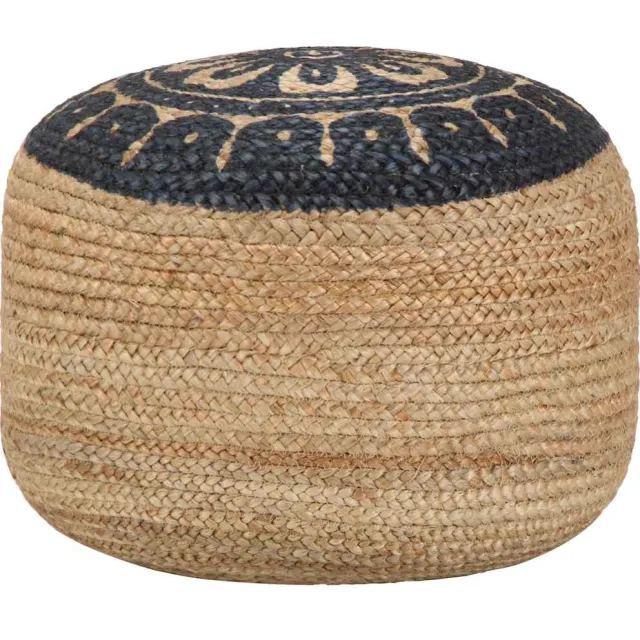 vidaXL Poef handgemaakt 45x30 cm jute blauw Bruin