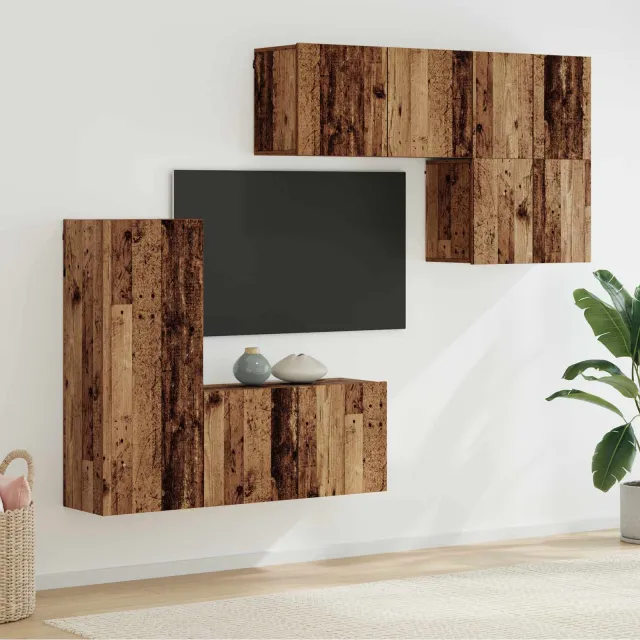 vidaXL TV-wandmeubel 5 st Oud Hout Bewerkt hout bruin, foto 2