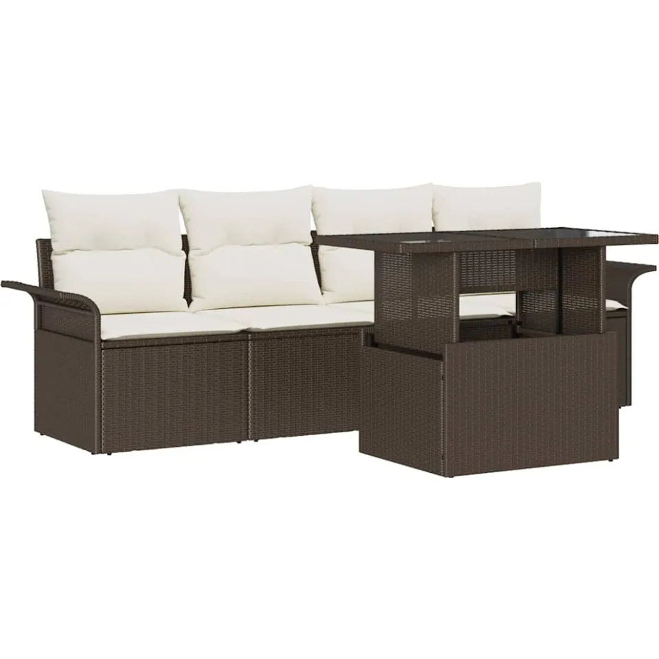 vidaXL Tuin Sofa Set 5 st Bruin [Synthetisch]: Poly Rattan