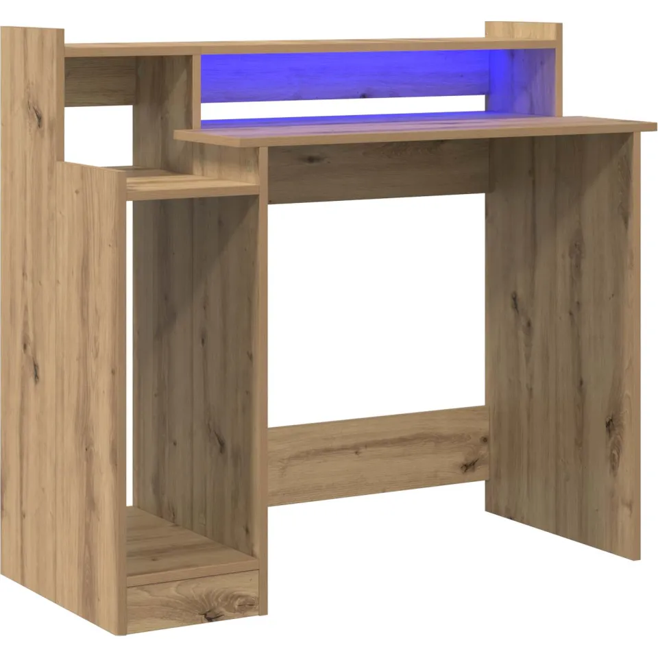 vidaXL Bureau Artisan Eiken 97 x 45 x 90 cm Bewerkt hout, foto 3