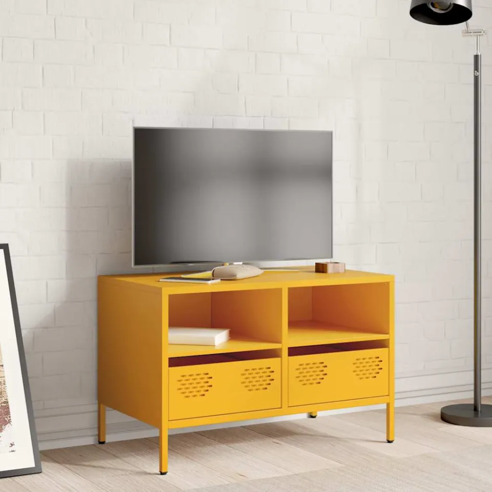 vidaXL Tv-meubel 68x39x43,5 cm koudgewalst staal mosterdgeel, foto 2