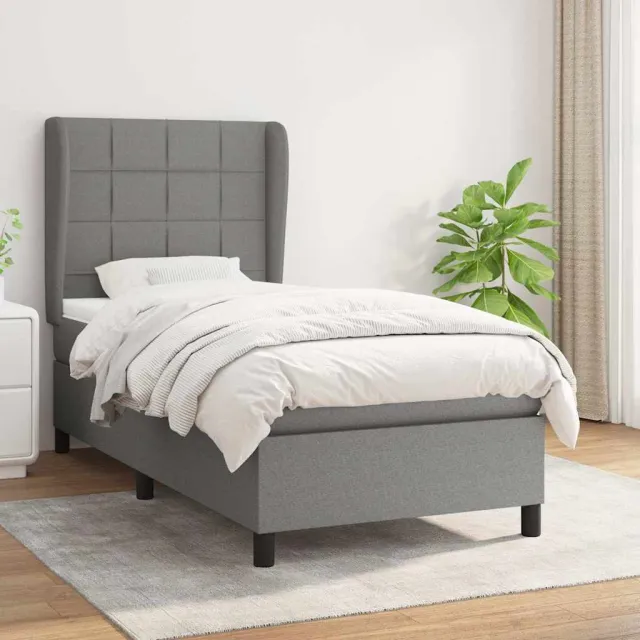 vidaXL Boxspring met matras stof donkergrijs 80x200 cm grijs