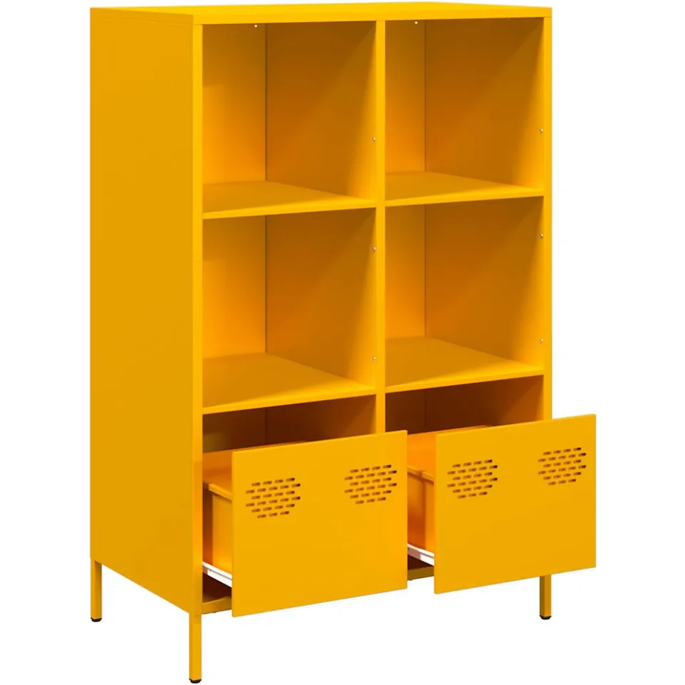 vidaXL Hoge kast 68x39x103,5 cm staal mosterdgeel, foto 3