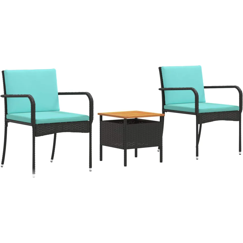vidaXL Tuinset Zwart poly rattan, foto 3