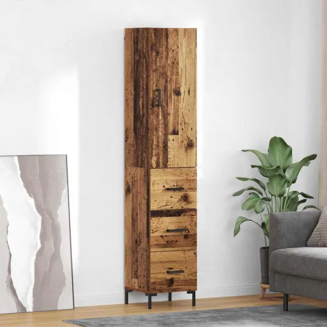 vidaXL Hoge kast Oud Hout 34,5 x 34 x 180 cm Bewerkt hout bruin