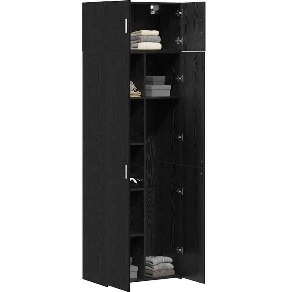 vidaXL Opbergkast 2 st Zwart Eiken 70 x 42,5 x 185 cm