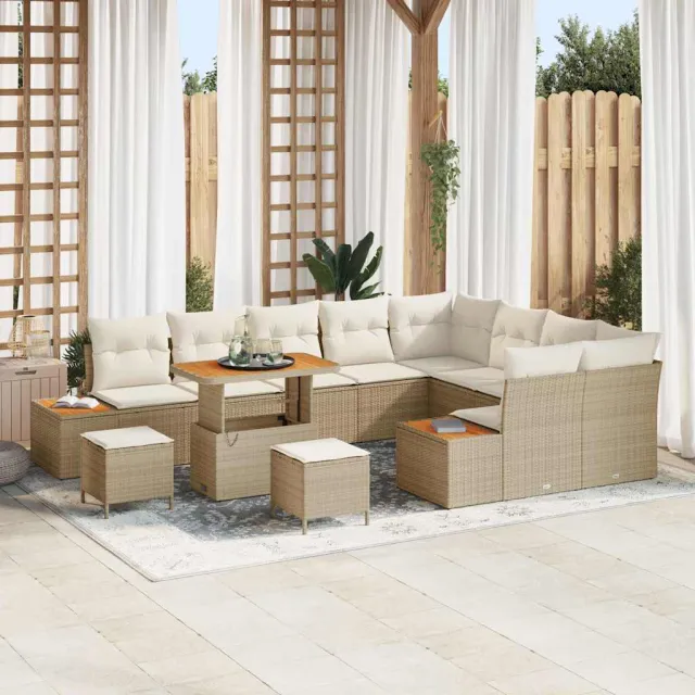 vidaXL Tuinbankenset 12 st 11-zits Beige Poly riet