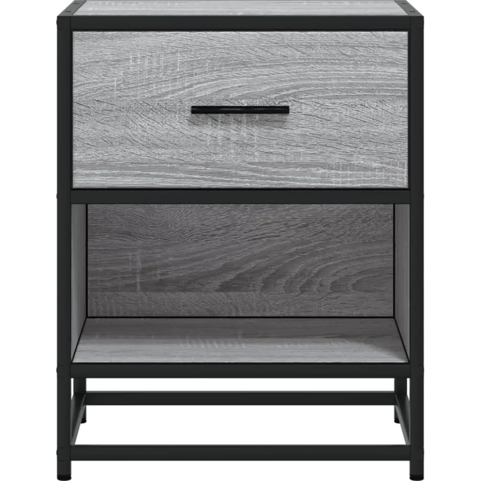 vidaXL Nachtkastje 40x31x50 cm bewerkt hout grijs sonoma eikenkleurig, foto 4